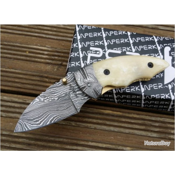 Couteau de poche Damas fait  la main - Beau couteau pliant (2)
