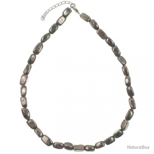 Collier en grenat almandin - Perles pierres roules (forme carre)