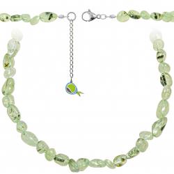 Collier en préhnite - Perles roulées 8 à 12 mm - 43 cm