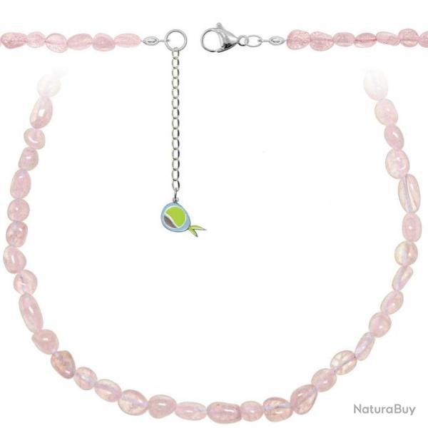 Collier en quartz rose - Perles roules 5  8 mm - 38 cm