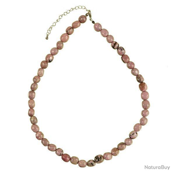 Collier en rhodonite - Perles pierres roules