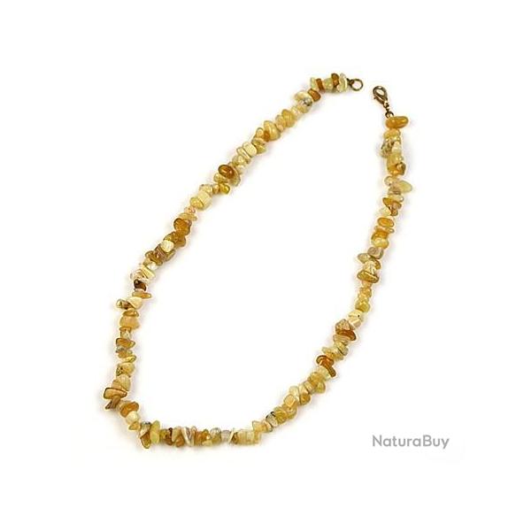 Collier de pierre en opale jaune - perles baroques