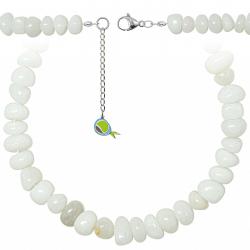 Collier en agate blanche - Perles roulées 10 à 15 mm - 43 cm