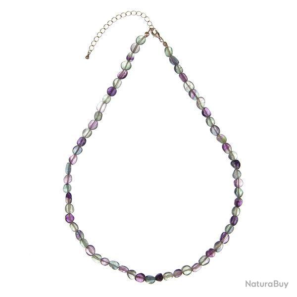 Collier en fluorite multicolore - Perles pierres roules