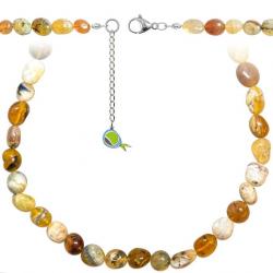 Collier en opale jaune - Perles roulées 8 à 12 mm - 43 cm