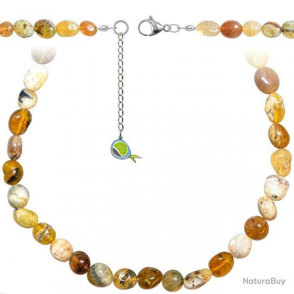 Collier en opale jaune - Perles roules 8  12 mm - 43 cm