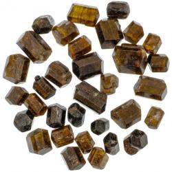 Pierres brutes tourmaline ambrée biterminée (dravite) - 1.5 à 3 cm - Lot de 4