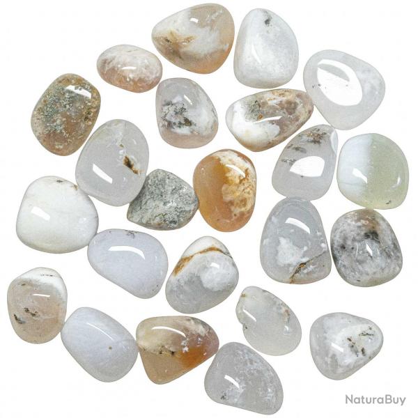 Pierres roules merlinite ou agate dendrite - 2  3 cm - Lot de 3