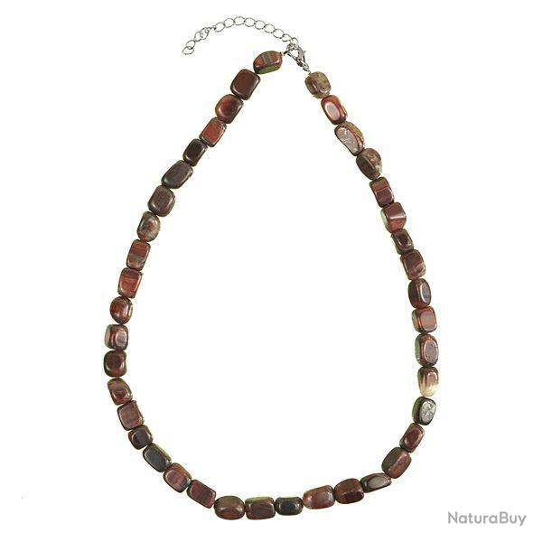 Collier en oeil de boeuf ou taureau - Perles pierres roules (forme carr)