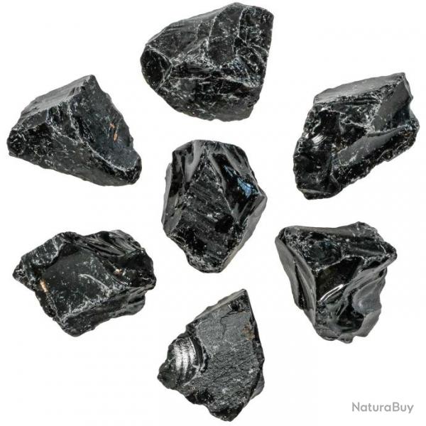 Pierres brutes obsidienne noire - 5  8 cm - Lot de 3