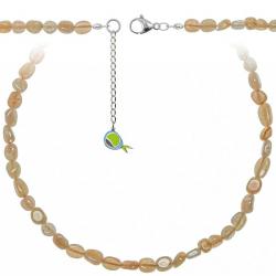 Collier en pierre de soleil - Perles roulées 5 à 8 mm - 43 cm