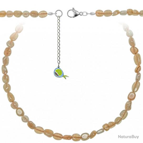 Collier en pierre de soleil - Perles roules 5  8 mm - 43 cm