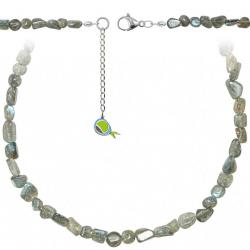Collier en labradorite - Perles roulées 5 à 8 mm - 38 cm