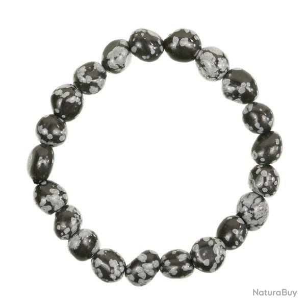 Bracelet en obsidienne neige - Perles pierres roules