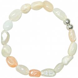 Bracelet en pierre de lune orangée - Perles roulées 8 à 12 mm