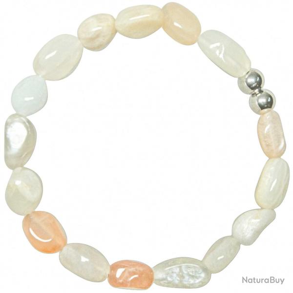 Bracelet en pierre de lune orange - Perles roules 8  12 mm