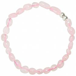 Bracelet en quartz rose - Perles pierres roulées 5 à 8 mm