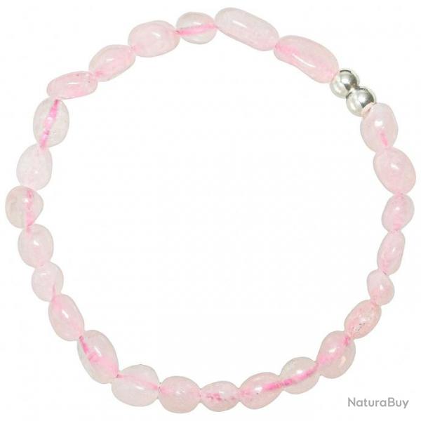 Bracelet en quartz rose - Perles pierres roules 5  8 mm