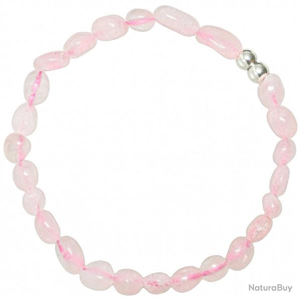 Bracelet en quartz rose - Perles pierres roules 5  8 mm
