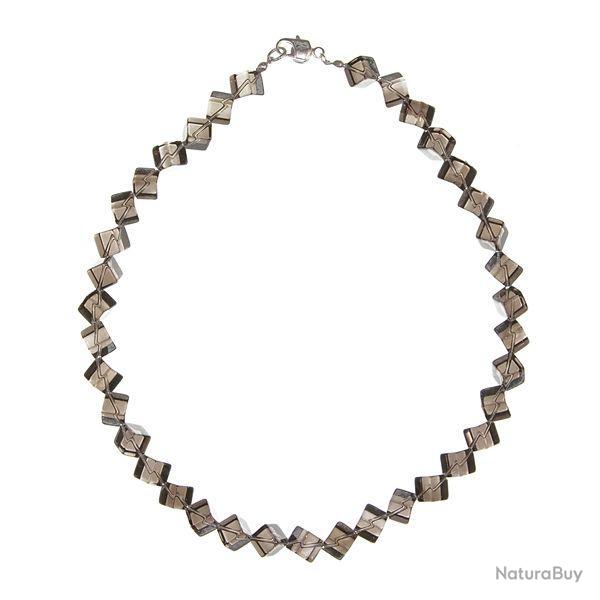 Collier en cristal fum - Perles cubiques