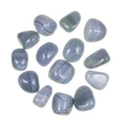 Pierres roulées calcédoine bleue - 2.5 à 3.5 cm - Qualité extra - Lot de 2