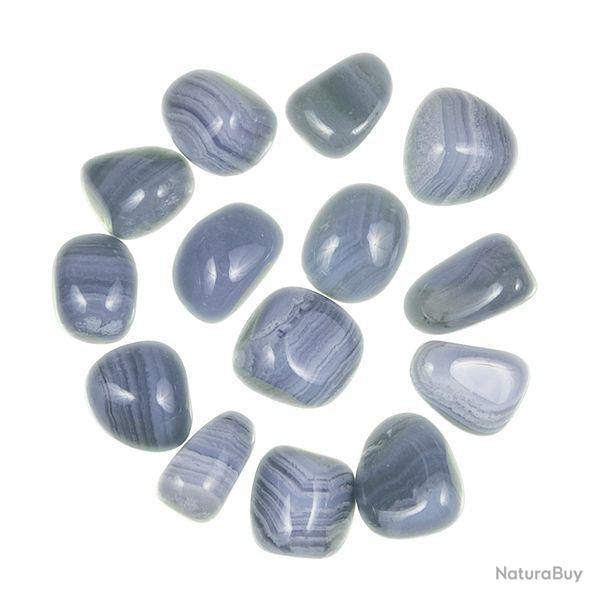 Pierres roules calcdoine bleue - 2.5  3.5 cm - Qualit extra - Lot de 2