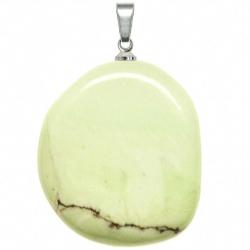 Pendentif galet plat en chrysoprase citron