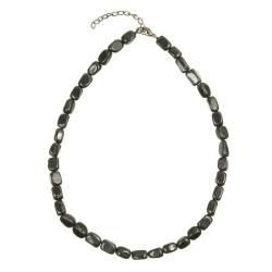 Collier en agate noire - Perles pierres roulées