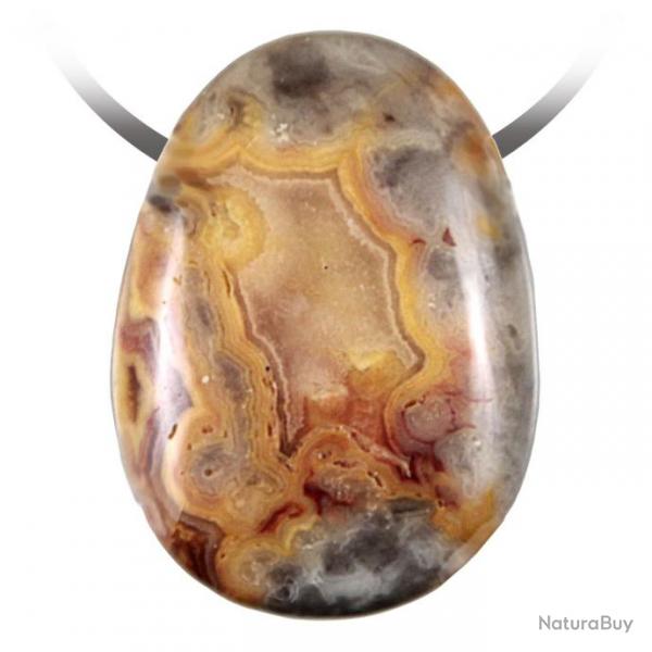 Pendentif goutte pierre perce en agate crazy lace