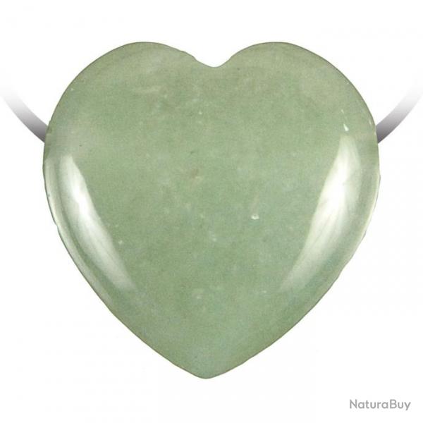 Pendentif coeur pierre perce en aventurine verte