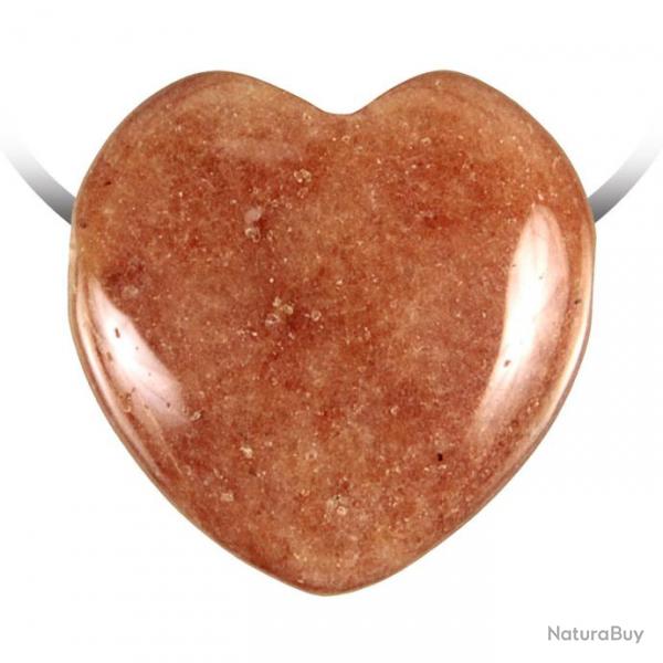 Pendentif coeur pierre perce en aventurine rouge