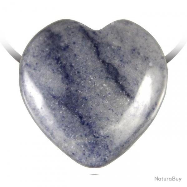 Pendentif coeur pierre perce en quartz bleu