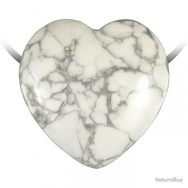 Pendentif coeur pierre perce en howlite