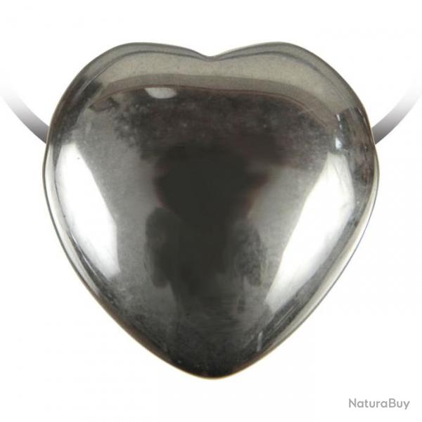 Pendentif coeur pierre perce en hmatite
