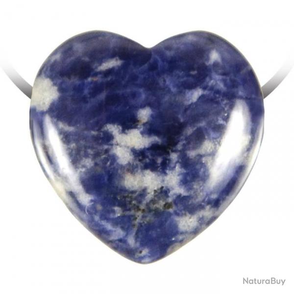 Pendentif coeur pierre perce en sodalite