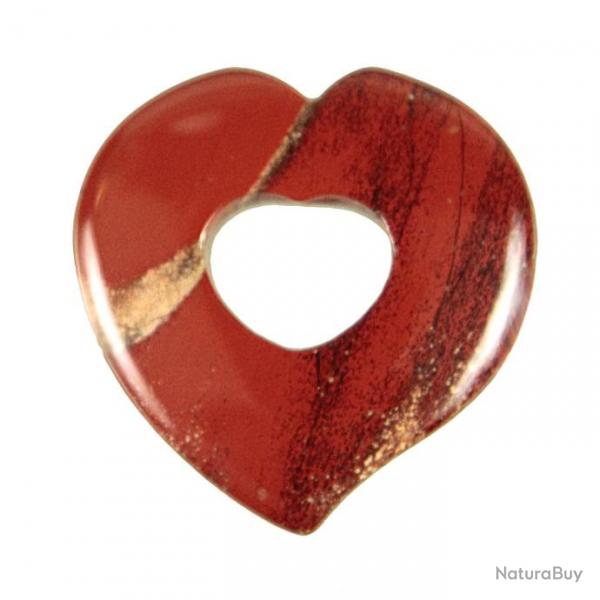 Pendentif donut coeur en jaspe rouge