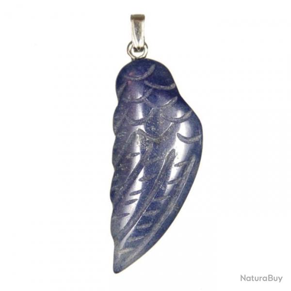 Pendentif aile d'ange en quartz bleu