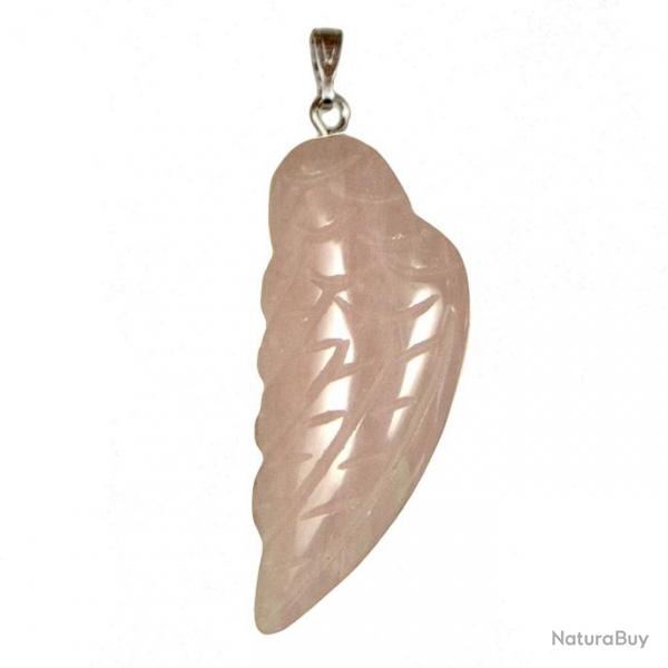 Pendentif aile d'ange en quartz rose