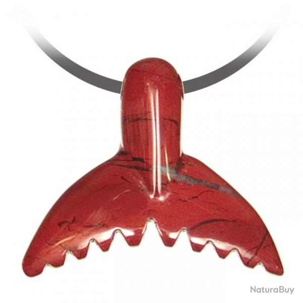 Pendentif pierre perce queue de baleine en jaspe rouge