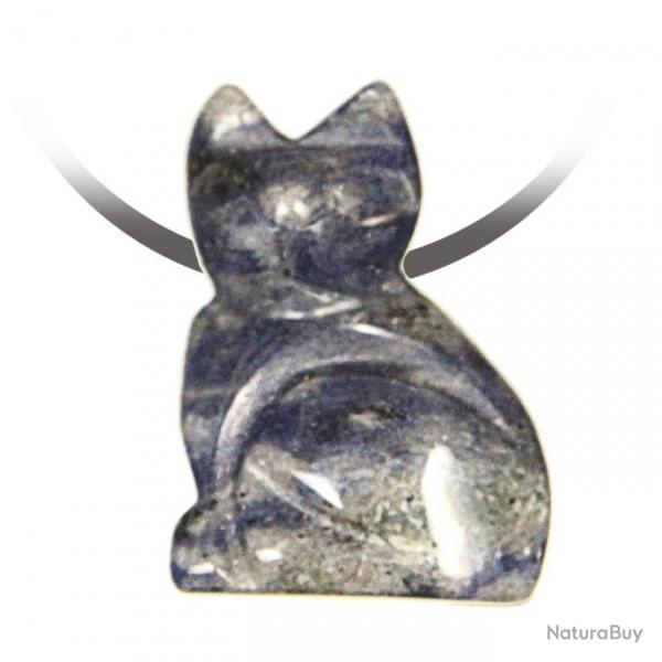 Pendentif pierre perce chat en sodalite