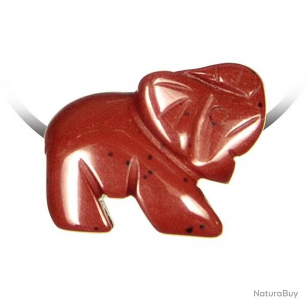 Pendentif pierre perce lephant en jaspe rouge