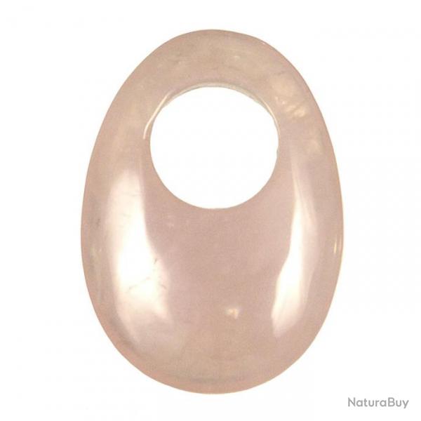 Pendentif donut oval en quartz rose