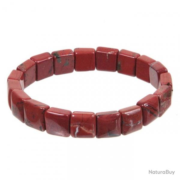 Bracelet perles carres en jaspe rouge