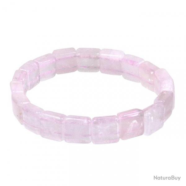 Bracelet perles carres en quartz rose