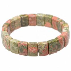 Bracelet perles rectangulaires facettées en unakite