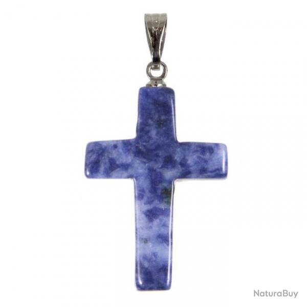 Pendentif croix crucifix en sodalite