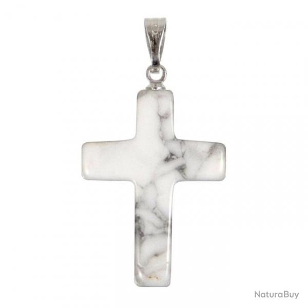 Pendentif croix crucifix en howlite
