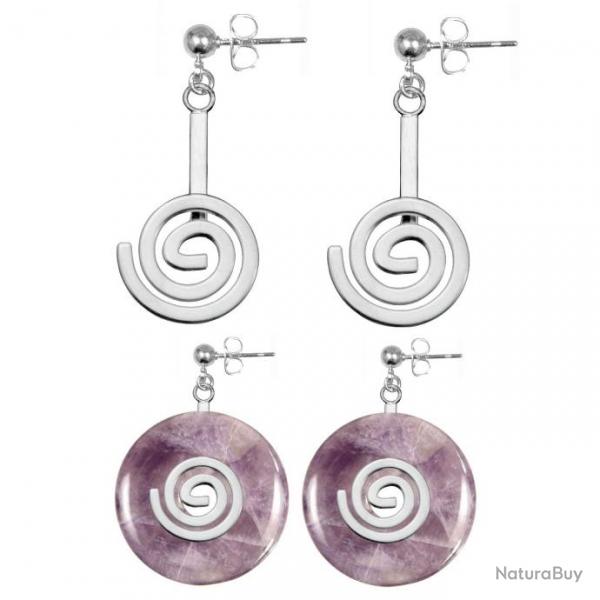 Boucles d'oreilles support de donut spirale mtal argent