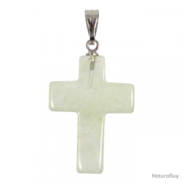 Pendentif croix crucifix en jade vert de Chine