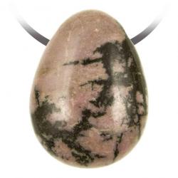 Pendentif goutte pierre percée en rhodonite (striée)